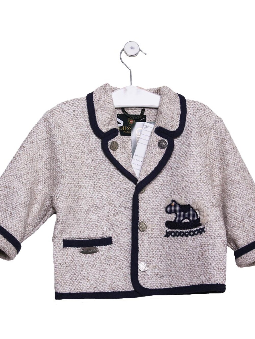 Giesswein Infant Boys Tweed Jacket, Rocking Horse Applique, 18-24 Months NWT
